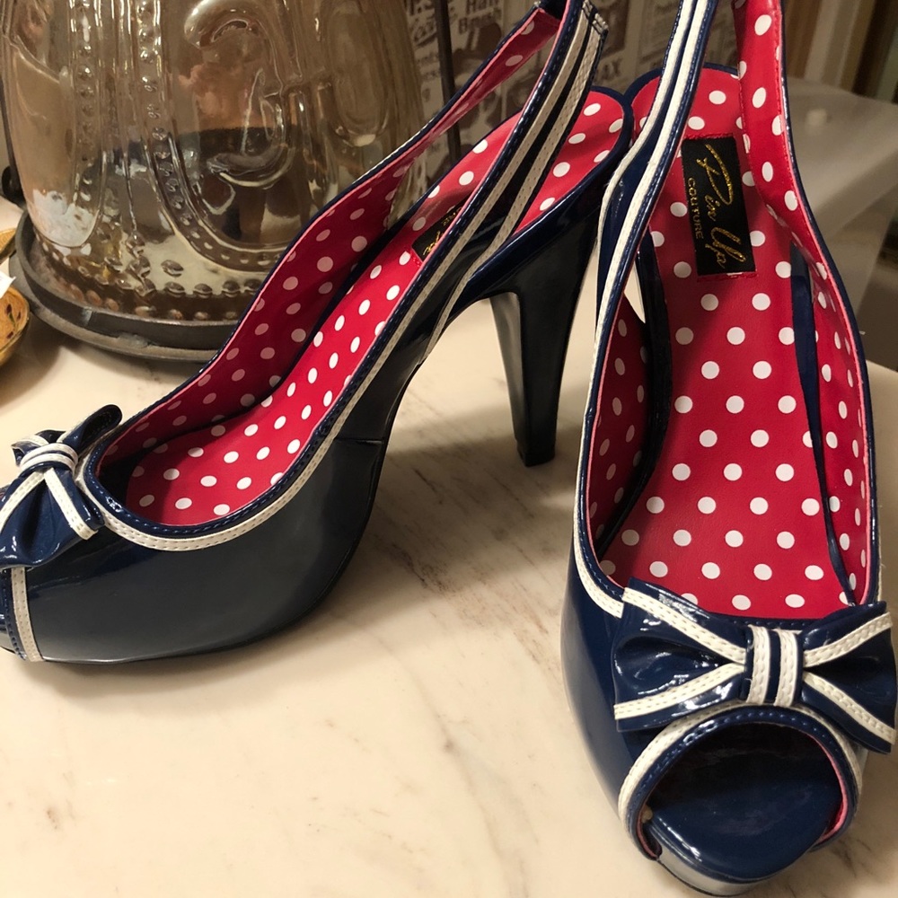Navy Blue Pin Up Couture heels (never worn)